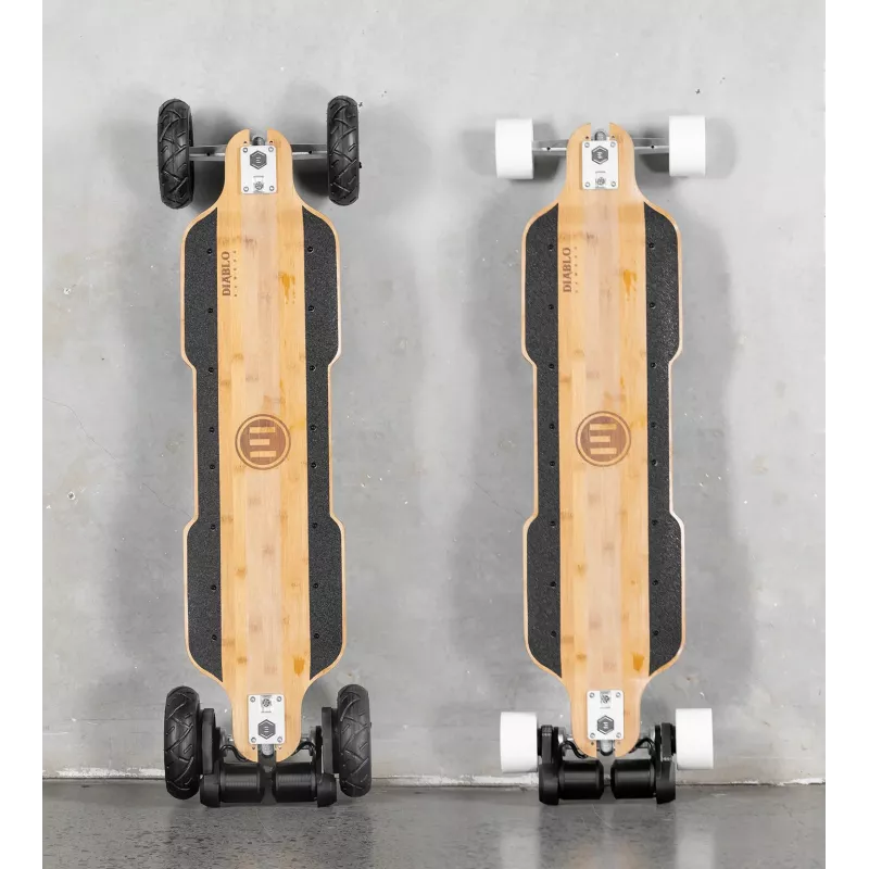 Skateboard électrique Evolve Diablo Bamboo - Version autorisée sur route et conforme au décret EDPM
